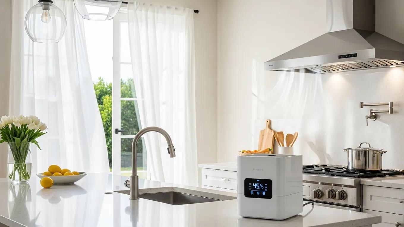 Transform Your Space: Essential Guide to Healthy Home Air 1 Modern kitchen with open windows and ventilation systems for improved air quality