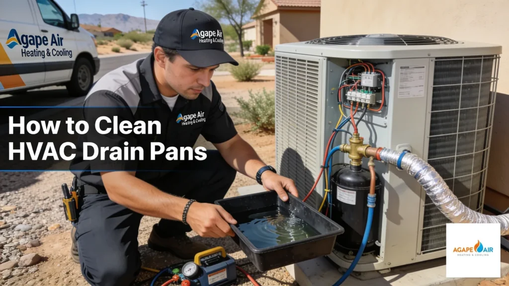 A clogged drain line or pan can cause water leaks, mold growth, and reduced cooling