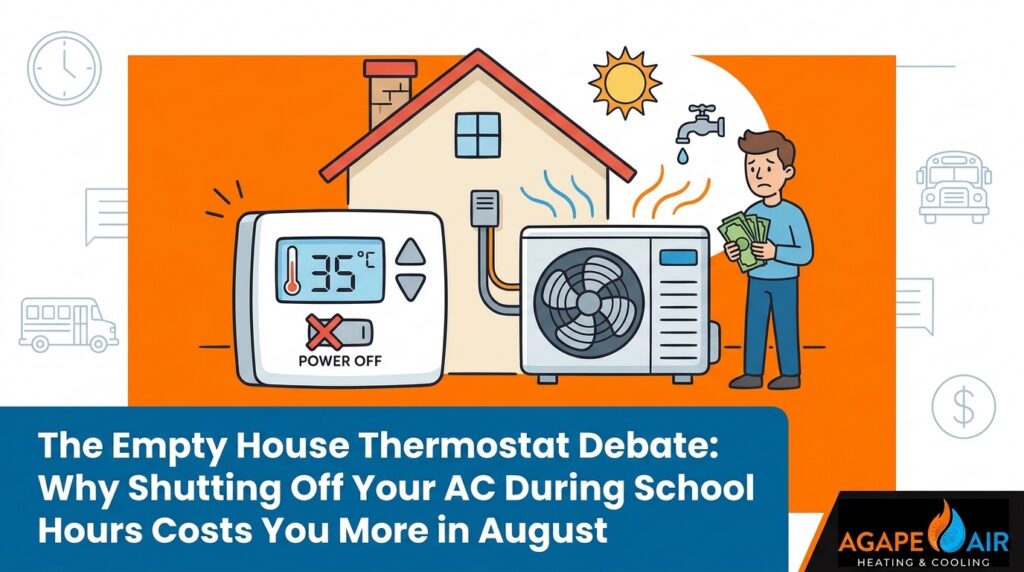The Empty House Thermostat Debate: Why Shutting Off Your AC During School Hours Costs You More in August — featured image